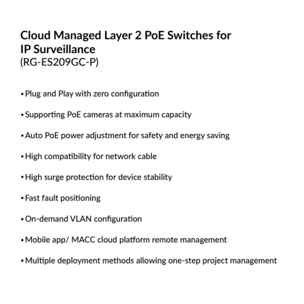 8-Ports Cloud Managed PoE Switch (Ruijie) | RG-ES209GC-P - Image 6