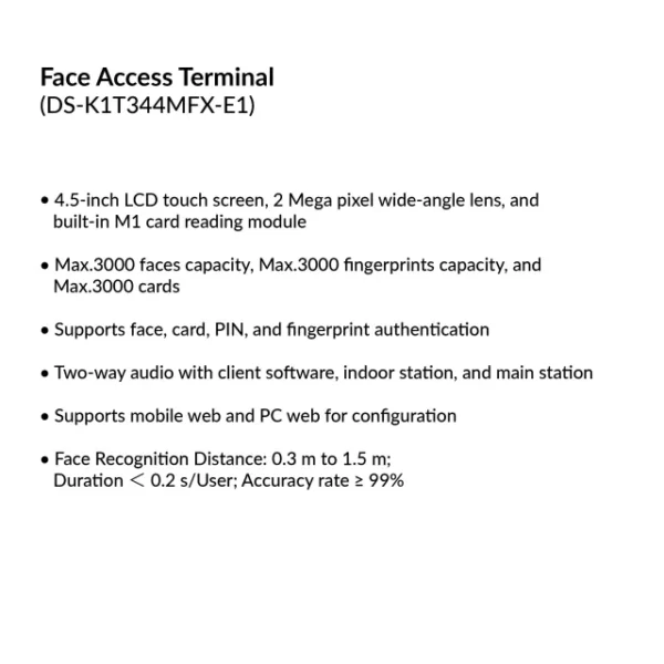 Face Access Terminal | DS-K1T344MFX-E1 - Image 3