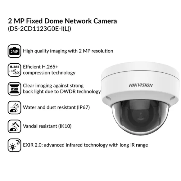 2MP Fixed Dome Network Camera | DS-2CD1123G0E-I(L) - Image 4