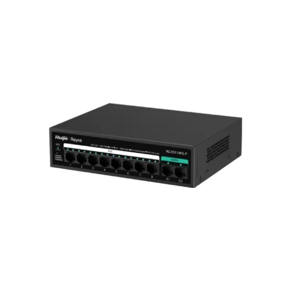 8-Port 10/100 Mbps with 2-Port Gigabit Unmanaged PoE Switch | RG-ES110FG-P - Image 3