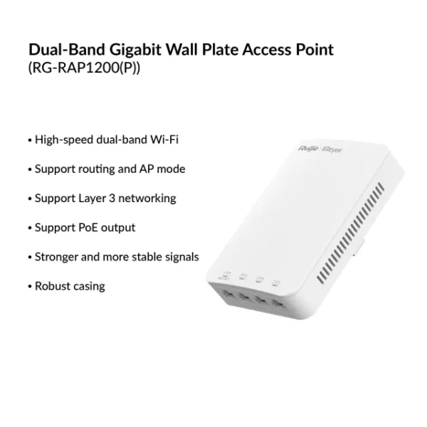 Dual-Band Gigabit Wall Plate Access Point (Ruijie) | RG-RAP1200(P) - Image 5