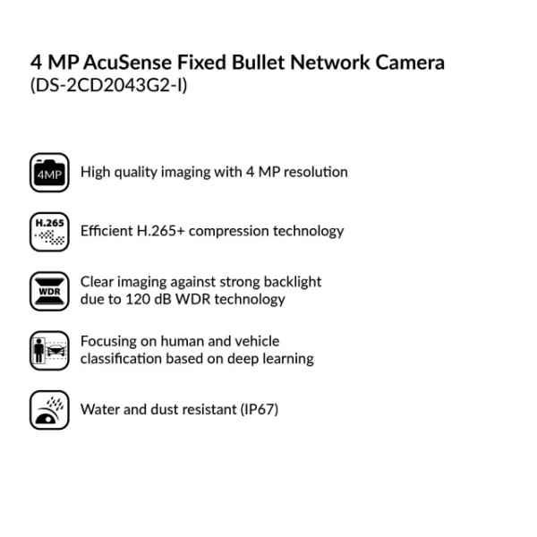 4MP AcuSense Fixed Bullet Network Camera | DS-2CD2043G2-I - Image 4