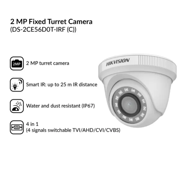 2MP Fixed Turret Camera | DS-2CE56D0T-IRF(C) - Image 4