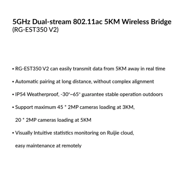 5Ghz Dual-Stream Wireless Bridge | RG-EST350 V2 - Image 5