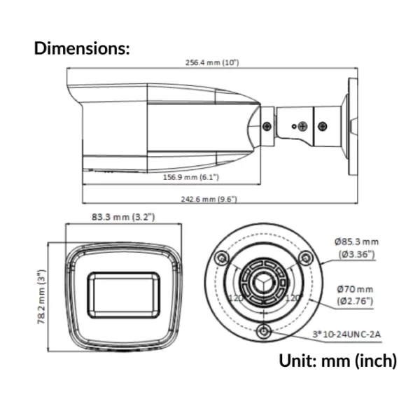 2MP Manual Varifocal Bullet Camera | DS-2CE19D0T-VFIT3F(C) - Image 4