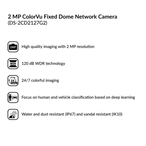 2MP ColorVu Fixed Dome Network Camera | DS-2CD2127G2 - Image 4
