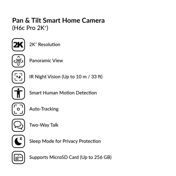Pan & Tilt Smart Home Camera | H6c Pro 2K+ - Image 3