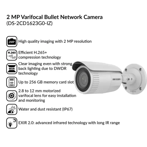 2MP Varifocal Bullet Network Camera | DS-2CD1623G0-IZ - Image 4