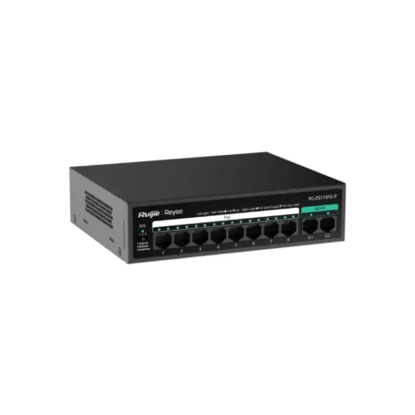 8-Port 10/100 Mbps with 2-Port Gigabit Unmanaged PoE Switch | RG-ES110FG-P - Image 2