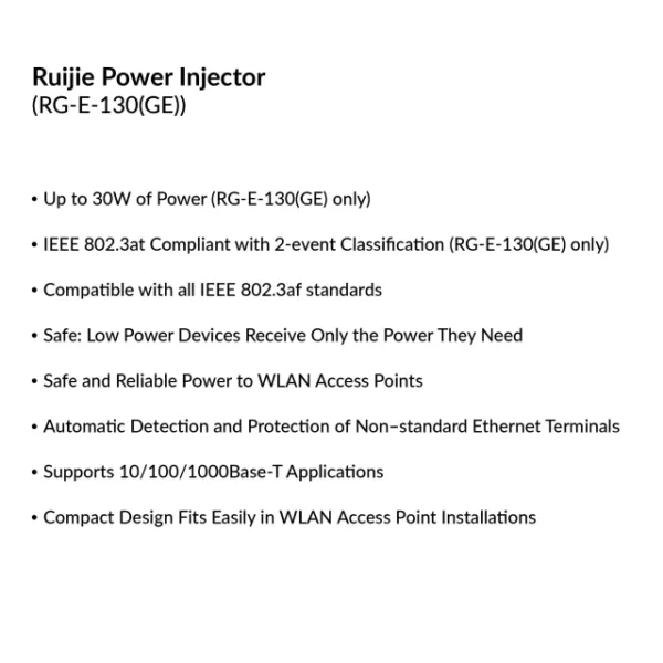 Power Injector (Ruijie) | RG-E-130(GE) - Image 3