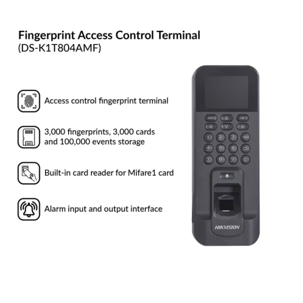 Fingerprint Access Control Terminal | DS-K1T804AMF - Image 3