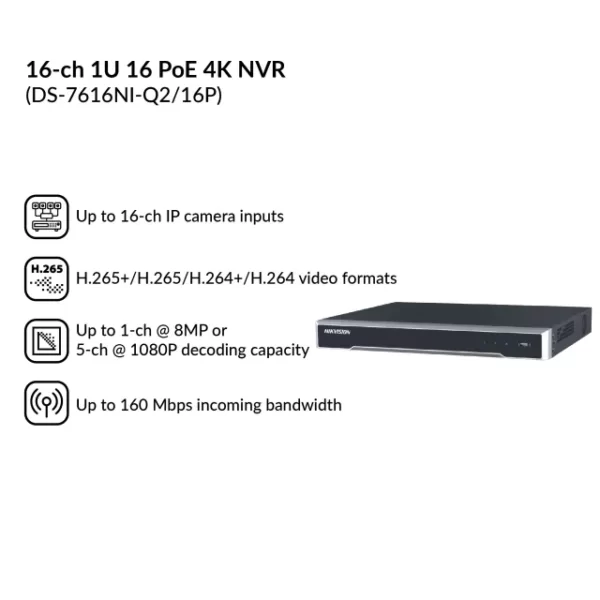 16 channel NVR | DS-7616NI-Q2/16P - Image 3